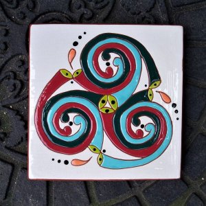 6 in. square color spiral knot tile trivet - $25.
