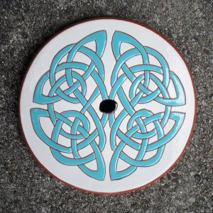 6 in. round turquoise knot tile trivet - $30.