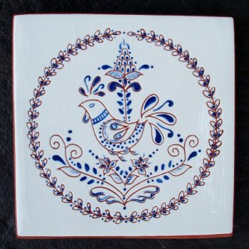 6 in. square Blue Chicken tile trivet - $30.